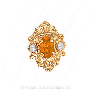 GS467 CIT/PL - 14 Karat Gold Slide with Citrine center and Pearl accents 
